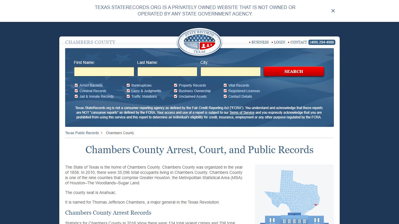 Chambers County Arrest, Court, and Public Records